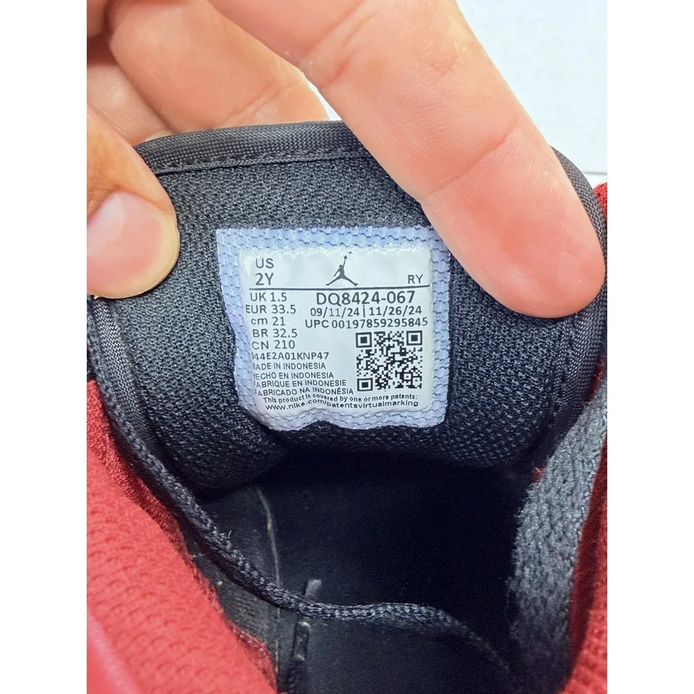 Nike Air Jordan 1 Mid Bred Twist Black Red GS Youth 2Y DQ8424-067